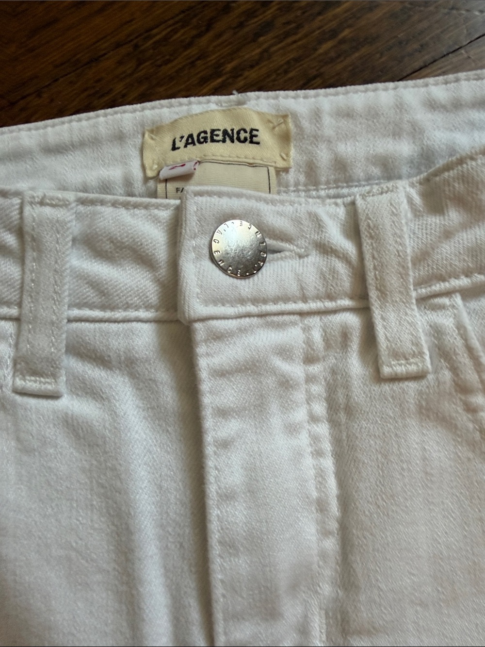 L'AGENCE White Distressed Skinny Jeans with Frayed Hem